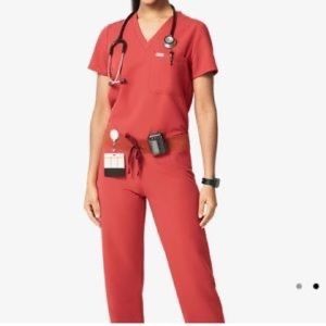 FIGS Catarina Scrub Pocket Top Zamora Joggers Set XS Clay Rare Limited Edition